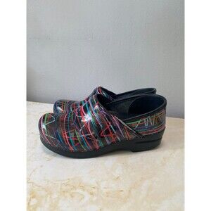 Dansko 38 Womens Professional Clogs Colorful Streamers Patent Leather